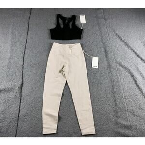 New Mate The Label Legging Sports Bra Xs Black Cream Beige Organic USA